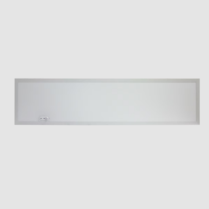 Rectangular white panel on a light gray background