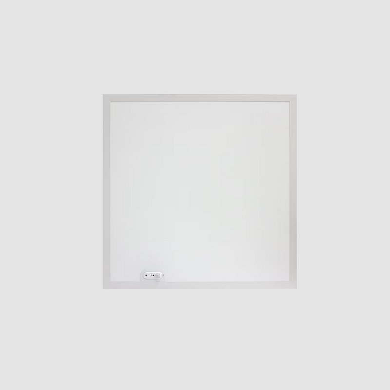 Ceiling light fixture with white frame on a gray background