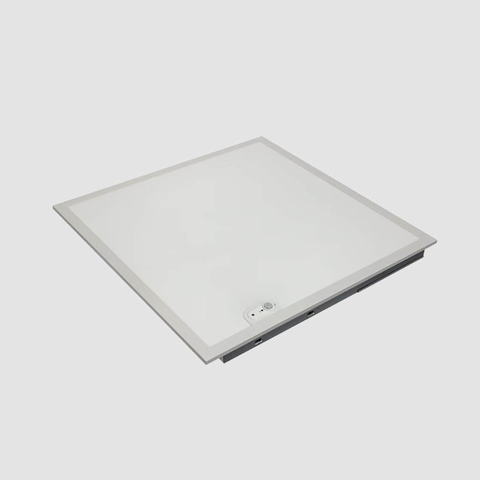 Square flat panel light on a white background