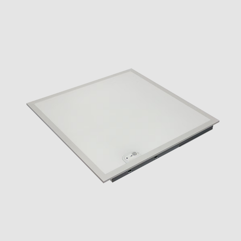 Square flat panel light on a white background