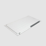 Rectangular white light fixture on a gray background
