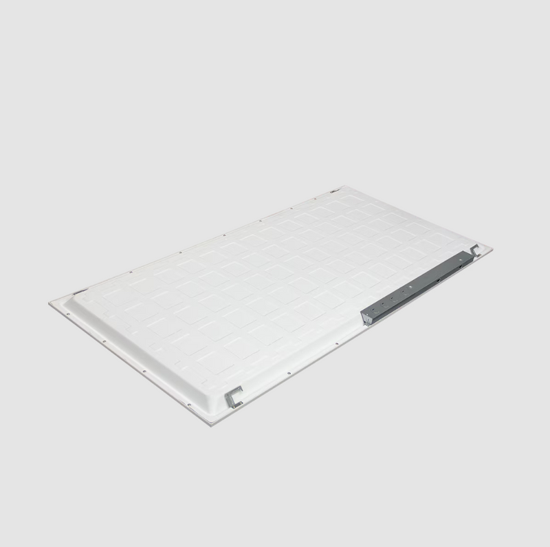 Rectangular white light fixture on a gray background