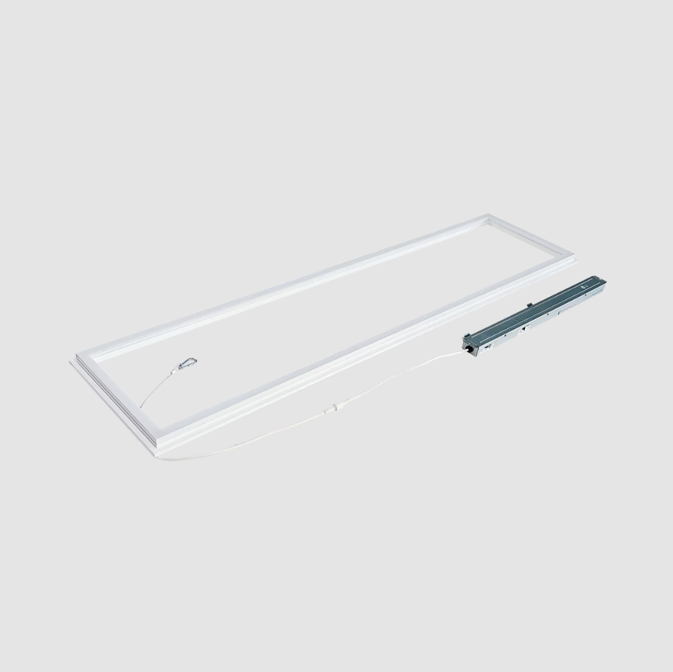 Rectangular light fixture on a white background