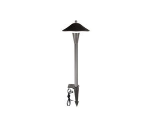 Black outdoor pathway lighting in a white background