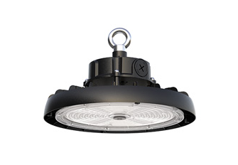 Black UFO high bay light on a white background