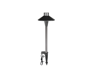 Black outdoor pathway lighting in a white background