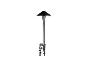Black outdoor pathway light in a white background