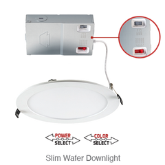 Circa 4 Inch LED Slim Wafer Down Light, 870 Lumens, Wattage Selectable 8.5W/9.5W/10.5W, 120-277V, CCT Selectable: 2700K/3000K/3500K/4000K/5000K