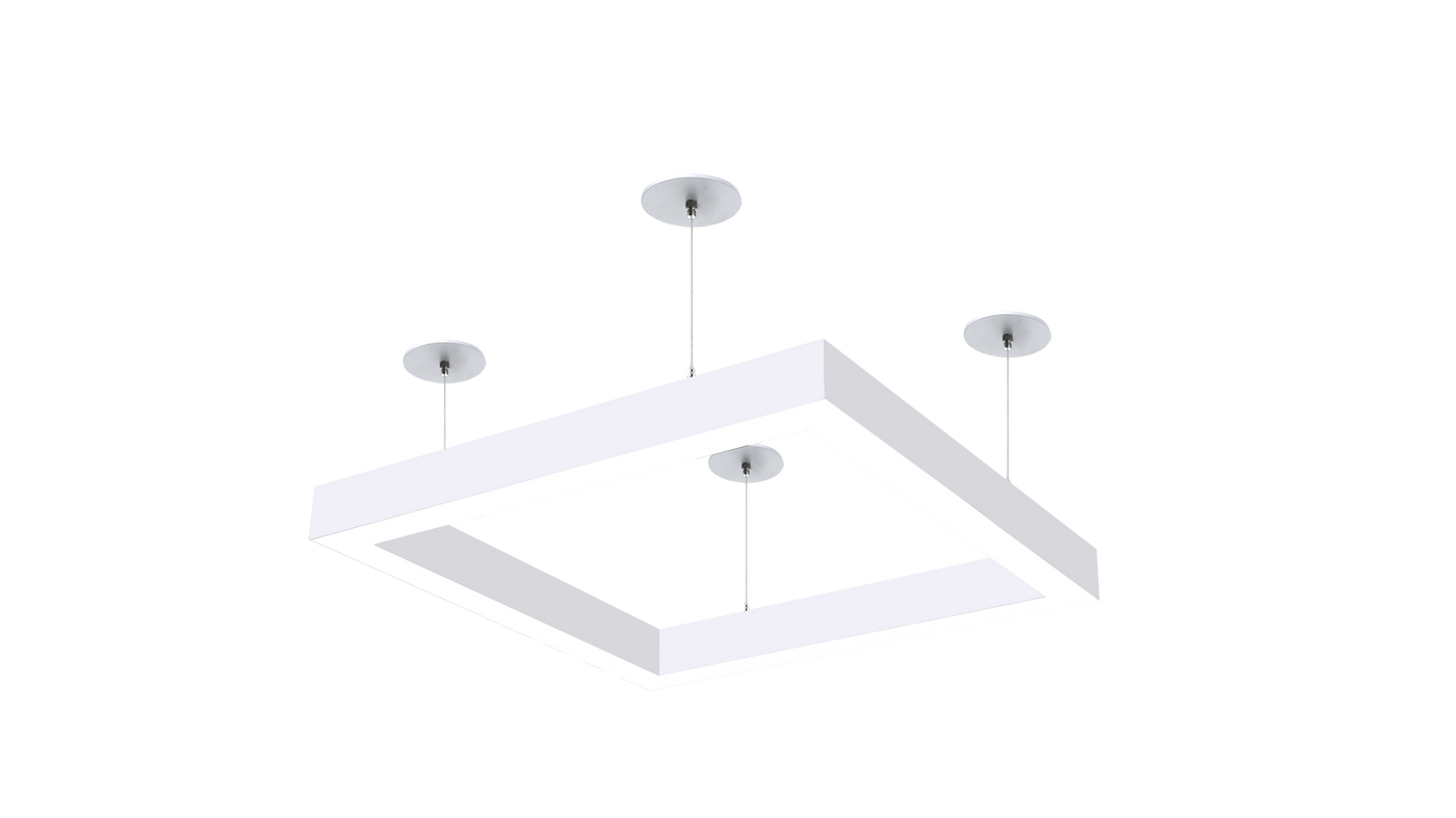 2x2 Square Pattern LED Linear Direct/Indirect Pendant Fixture, 12,600 Lumens, 120 Watt, 120-277V, 4CCT Selectable, White or Black Finish