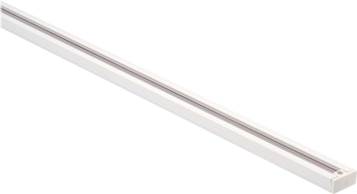 A long, narrow white linear fixture or channel shown diagonally on a plain white background.