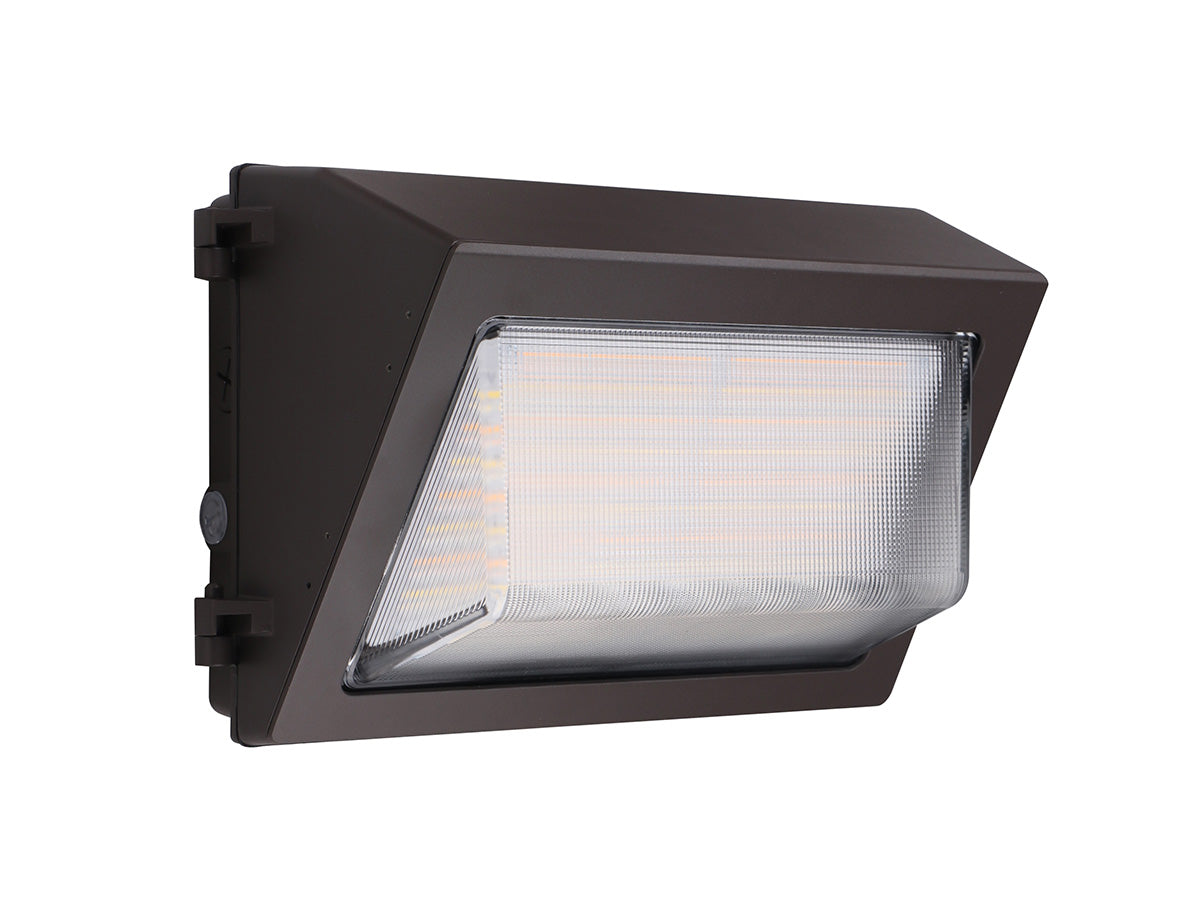 LED Traditional Wall Pack, 11,600 Lumen Max, Wattage and CCT Selectable, Beam Angle Adjustable, Integrated Photocell, 120-277V