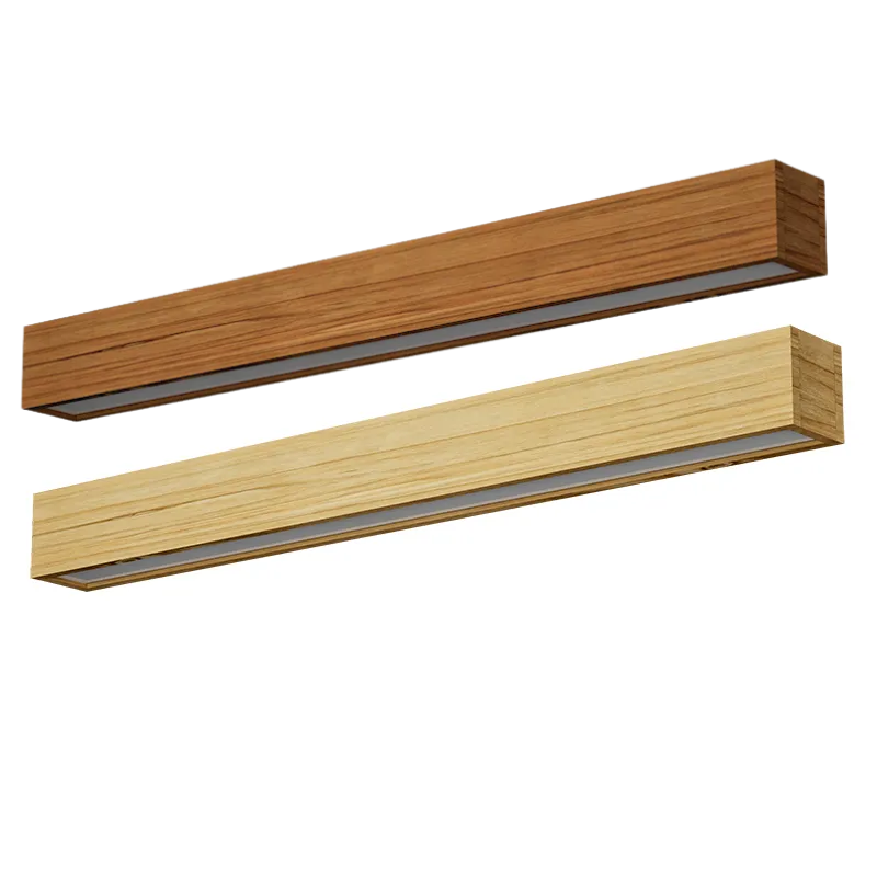 4 FT LED Direct/Indirect Suspended Linear Fixture, 5500 Lumen Max, Wattage and CCT Selectable, 120-277V, Natural or Teak Wood Finish