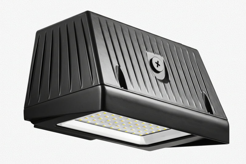 Black hawk led black rectangular outdoor led wall light with vertical ridges and bright white led panel 18000 lumen max