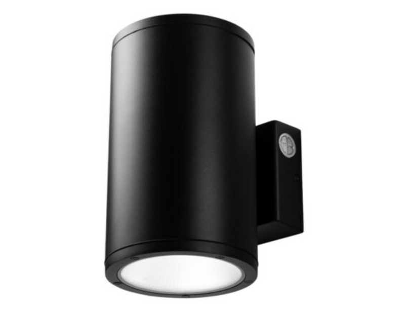 Black matte led wall cylinder light with integrated motion sensor 2pk 6 inch 5000 lumens 33w cct selectable