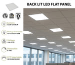 2 x 2 Foot Back Lit LED Flat Panel, 4320 Lumen Max, Wattage and CCT Selectable, Dimmable, 120-277V, Sensor Ready