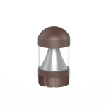 Brown dome-shaped commercial led bollard light with clear glass body silver metallic cone reflector and bronze finish