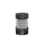 Black cylindrical commercial led bollard light with louver reflector translucent glass panels and frosted diffusers