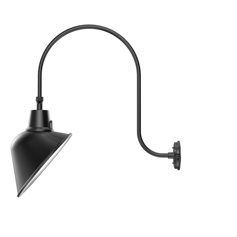 LED Gooseneck Light Fixture, 3250 Lumen Max, Wattage and CCT Selectable, 120-277V, Angle Shade, Black