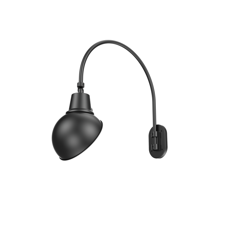 LED Gooseneck Light Fixture 3250 Lumen Max Wattage and CCT Selectable 120-277V Dome Shade Black - Gooseneck Lights