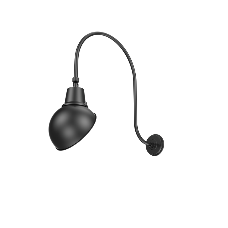LED Gooseneck Light Fixture 3250 Lumen Max Wattage and CCT Selectable 120-277V Dome Shade Black - Gooseneck Lights