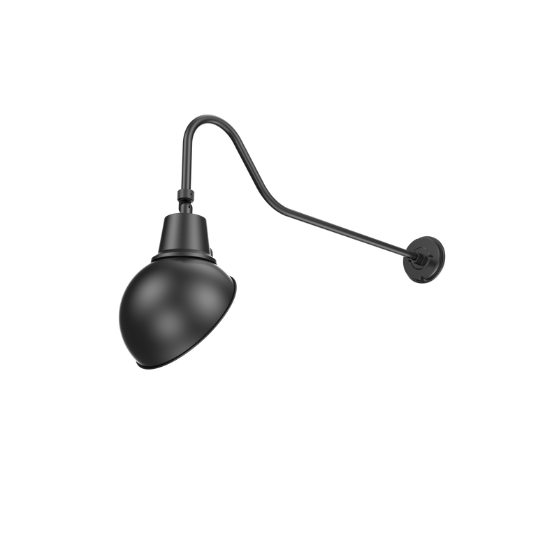 LED Gooseneck Light Fixture 3250 Lumen Max Wattage and CCT Selectable 120-277V Dome Shade Black - Gooseneck Lights