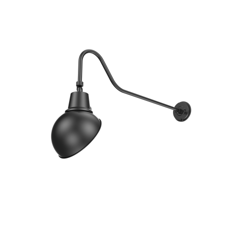 LED Gooseneck Light Fixture, 3250 Lumen Max, Wattage and CCT Selectable, 120-277V, Dome Shade, Black