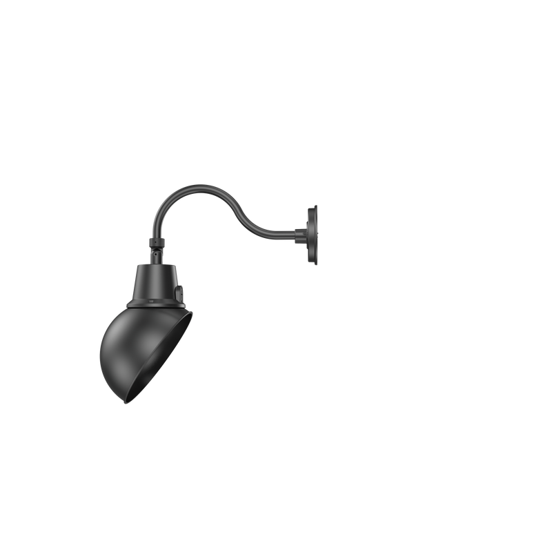 LED Gooseneck Light Fixture 3250 Lumen Max Wattage and CCT Selectable 120-277V Dome Shade Black - Gooseneck Lights