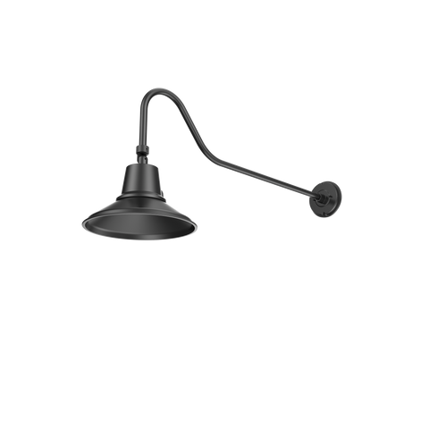 LED Gooseneck Light Fixture, 3250 Lumen Max, Wattage and CCT Selectable, 120-277V, Warehouse Shade, Black