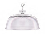 Clear ribbed plastic dome with white bracket and metal hook for aries g6 led high bay white finish