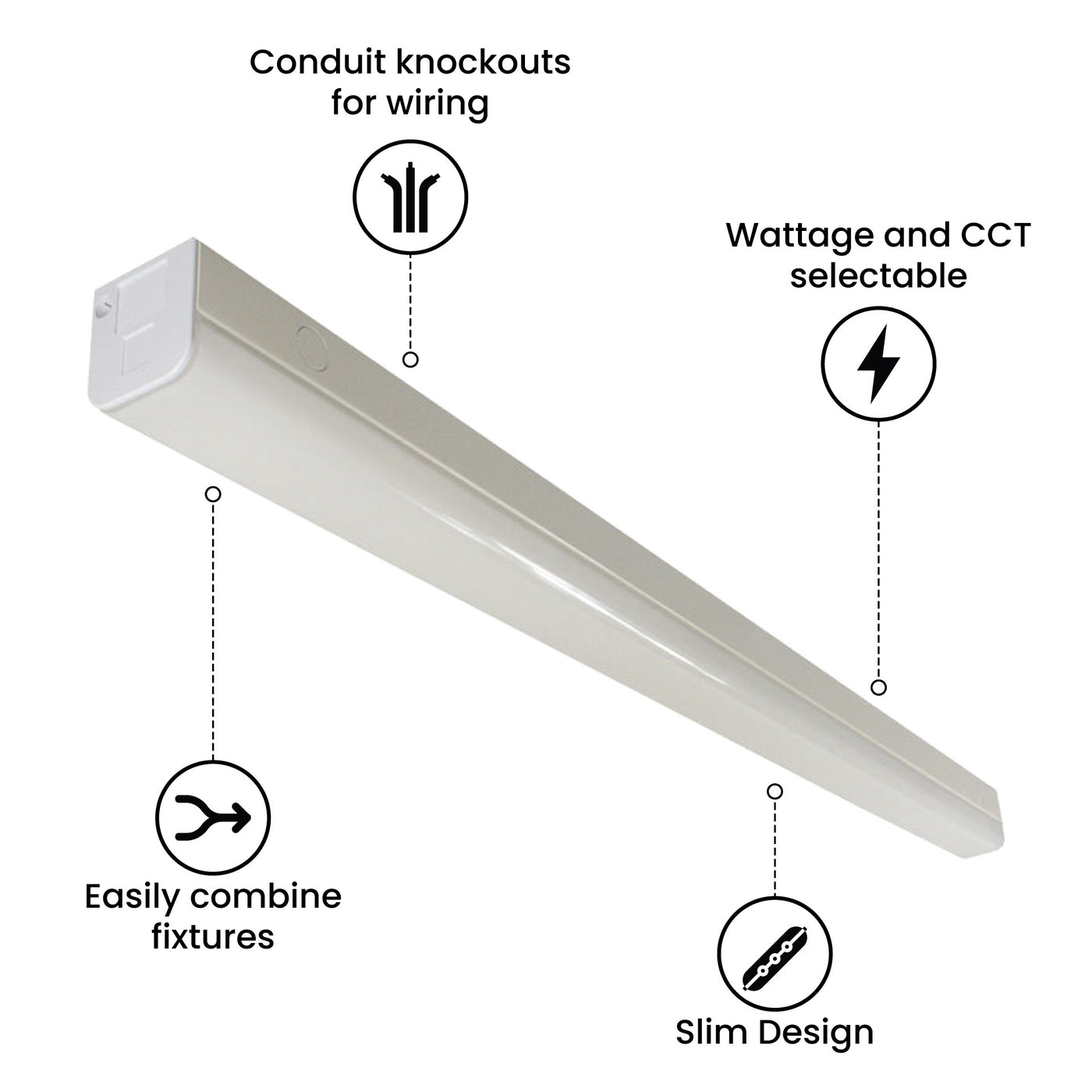 8FT LED Narrow Strip Light, Wattage and CCT Selectable, 120-277V