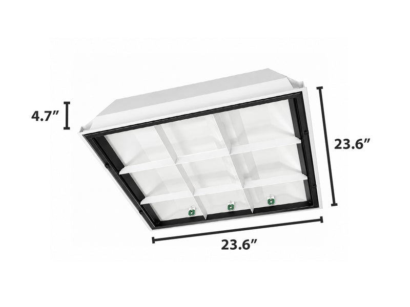 2 X 2 Foot LED Ready 9 Cell Parabolic Troffer, LED T8 Tube Ready (3 Lamps), Non-Shunted, Single/Double Ended, 120-277V