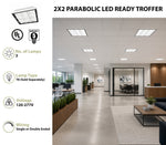 2 X 2 Foot LED Ready 9 Cell Parabolic Troffer, LED T8 Tube Ready (3 Lamps), Non-Shunted, Single/Double Ended, 120-277V