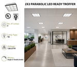 2X2 Foot LED Ready 9 Cell Parabolic Troffer, LED T8 Tube Ready (3 Lamps), Non-Shunted, Single/Double Ended, 120-277V