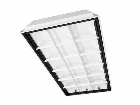2 x 4 Foot LED Ready 18 Cell Parabolic Troffer, LED T8 Tube Ready (3 Lamps), Non-Shunted, Single/Double Ended, 120-277V