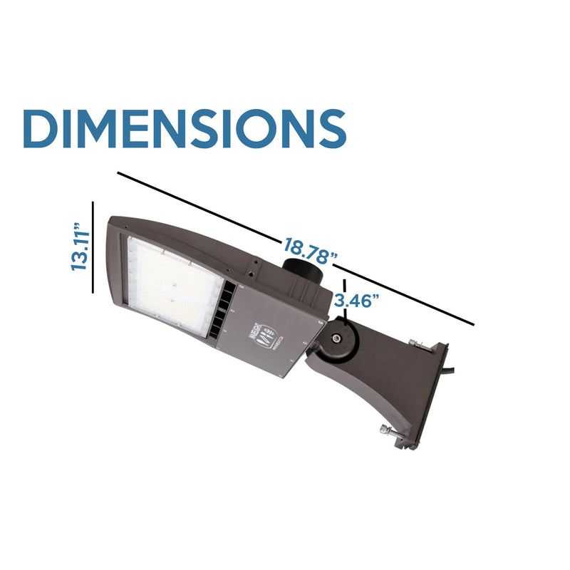 15 ft 4 Inch Square Area Lighting Pole With 3 LED 150W Slim Line Fixture (400W+ MH or HID Equivalent), Pole Arm Mount