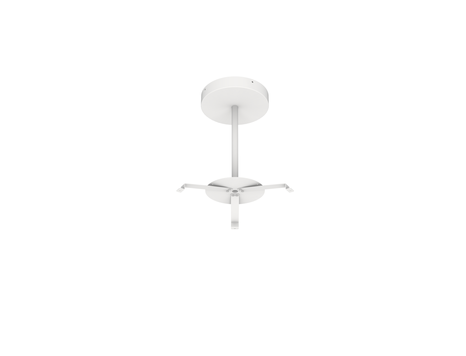 White minimalist desk lamp with four adjustable arms paired with sleek 18 inch led round pendant light in white finish