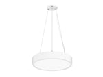 18" LED Round Pendant Light, 4550 Lumen Max, Wattage and CCT Selectable, 120-277V, White or Black Finish, Lens