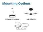 Black 10-inch canopy kit for mounting a led round pendant light compatible with 36-inch led round pendant models