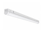 A long, slim white linear LED light fixture with mounting brackets on a solid white background.