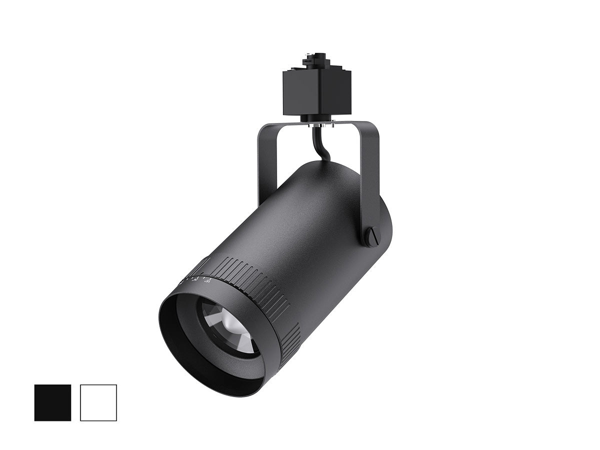 LED Track Light, 1800 Lumen Max, Wattage and CCT Selectable, Adjustable Beam Angle 15°-55°, 120V, Black or White Housing