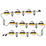 Yellow and black 100ft temporary led stringer work lights with durable plastic housing for construction use
