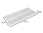 White rectangular tray holding a rolled-up item measuring 2 x 4 foot led center basket troffer with 9360 lumen max