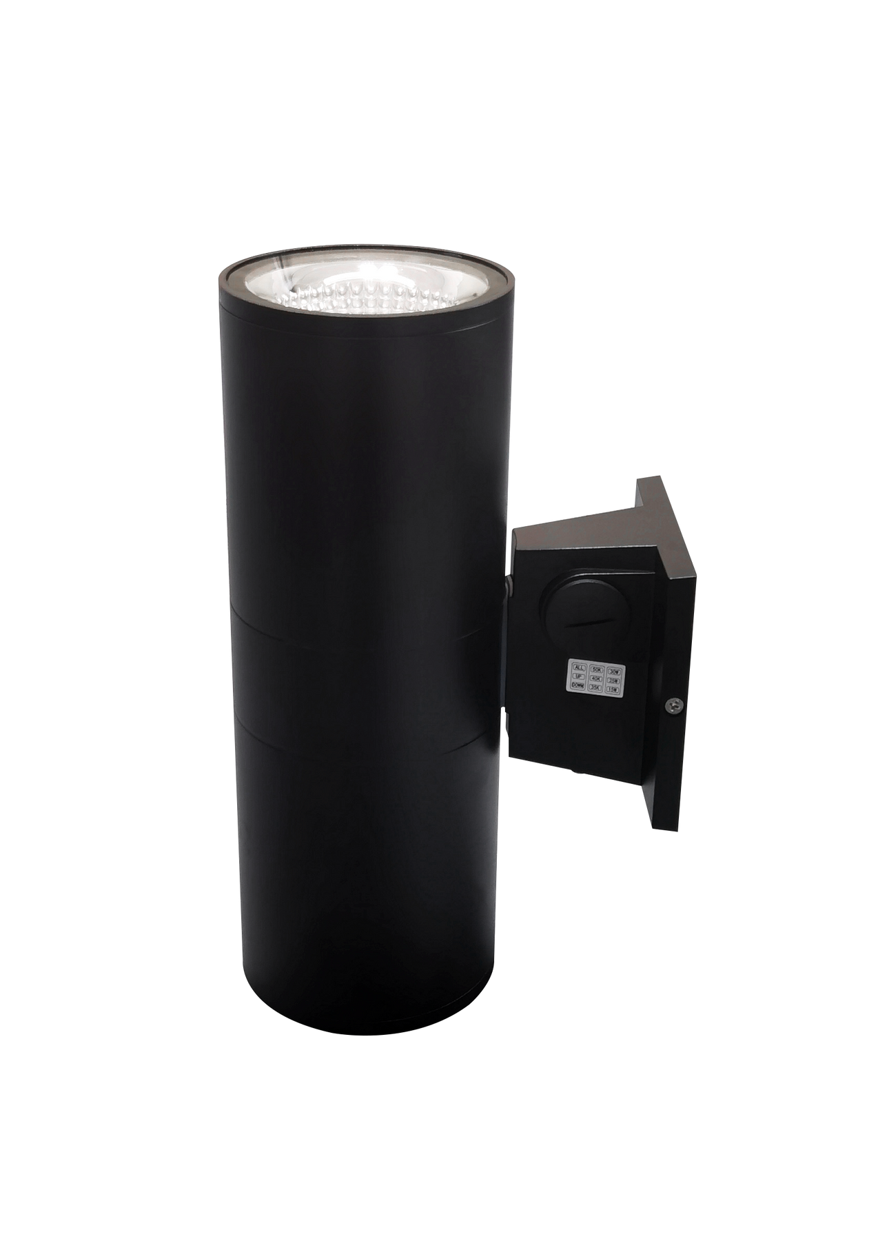 4" LED Architectural Indoor/Outdoor Wall Mount Cylinder Light, 3150 Lumen Max, Direct/Indirect, Wattage and CCT Selectable, Integrated Photocell, 120-277V, Black Finish
