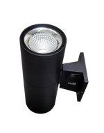 4" LED Architectural Indoor/Outdoor Wall Mount Cylinder Light, 3150 Lumen Max, Direct/Indirect, Wattage and CCT Selectable, Integrated Photocell, 120-277V, Black Finish