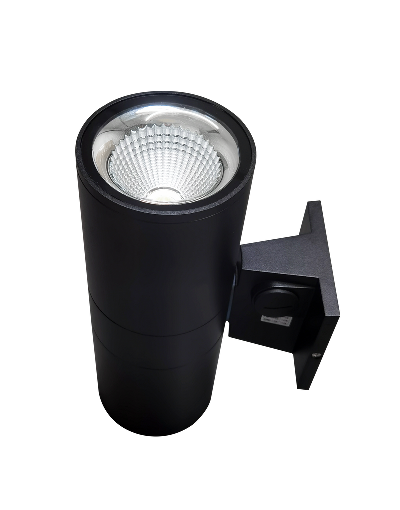 4" LED Architectural Indoor/Outdoor Wall Mount Cylinder Light, 3150 Lumen Max, Direct/Indirect, Wattage and CCT Selectable, Integrated Photocell, 120-277V, Black Finish