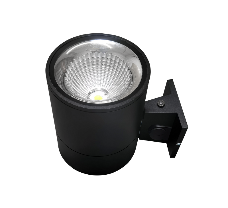 6" LED Architectural Wall Mount Cylinder Light, 2625 Lumen Max, Direct Down, Wattage and CCT Selectable, 120-277V, Black Finish