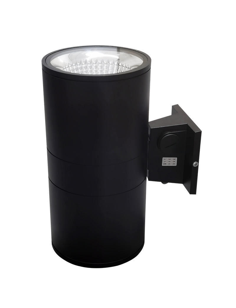 6" LED Architectural Wall Mount Cylinder Light, 5250 Lumen Max, Direct/Indirect, Wattage and CCT Selectable, 120-277V, Black Finish