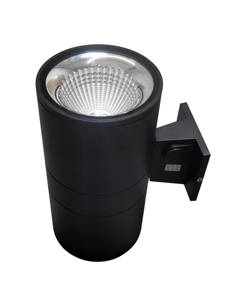 6" LED Architectural Wall Mount Cylinder Light, 5250 Lumen Max, Direct/Indirect, Wattage and CCT Selectable, 120-277V, Black Finish