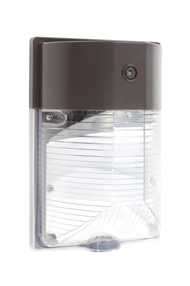 LED Mini Wall Pack, 1750 Lumens, 15W, 5000K, 120-277V, Dark Bronze, Photocell Installed