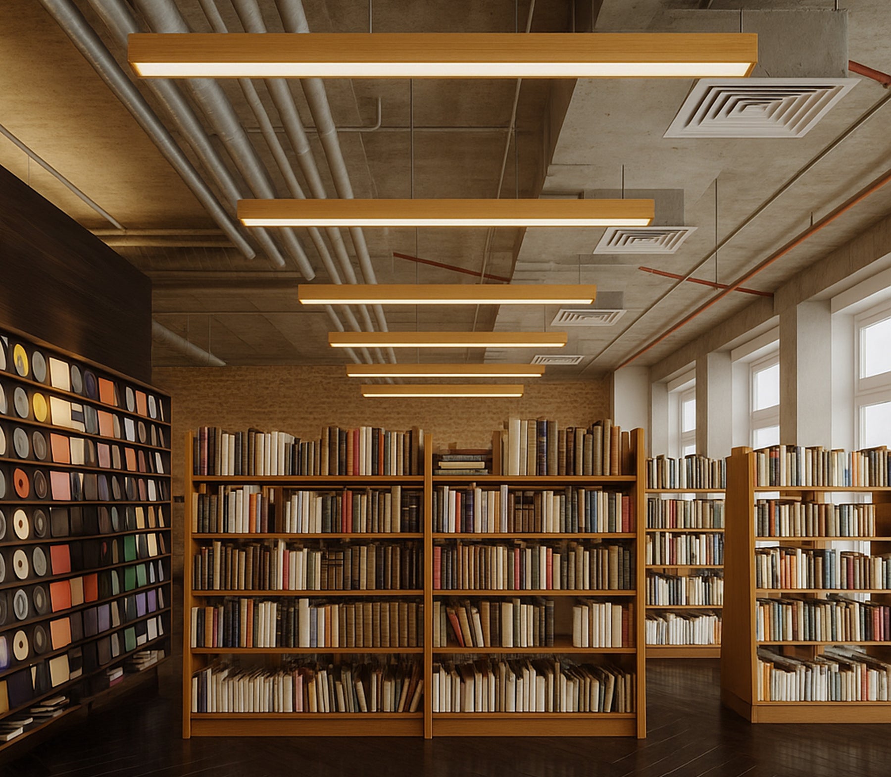 4 FT LED Direct/Indirect Suspended Linear Fixture, 5500 Lumen Max, Wattage and CCT Selectable, 120-277V, Natural or Teak Wood Finish